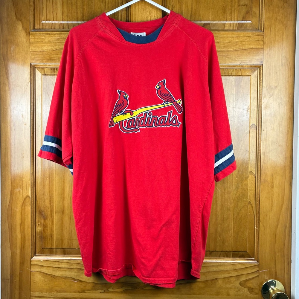 Vtg Lee Sport St Louis Cardinals T-Shirt Red Raglan Blokecore Mens XL 90s MLB